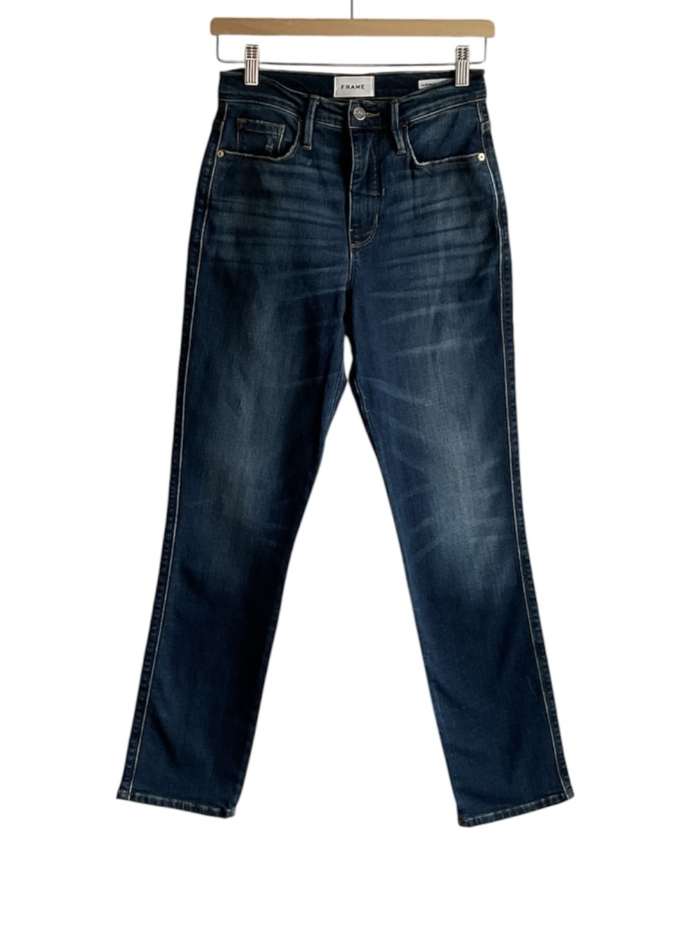 Frame Le Sylvie Slender Straight Dark Blue Jeans, size 26
